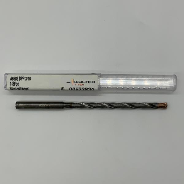 Walter Solid Carbide 2 Flute Drill .1875 (3/16) Cutting Dia X 2.83 Flute Length Coolant Thru