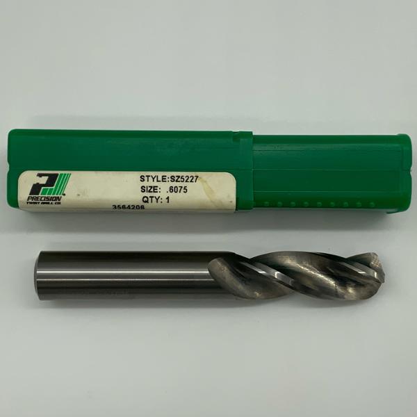 Precision Twist Solid Carbide 3 Flute Drill .6075 (15.43mm) Cutting Dia X 1.67 Flute Length