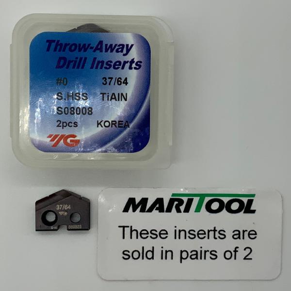 YG-1 37/64 SPADE DRILL INSERT #0 BODY S08008 HSS TIALN 2-pack