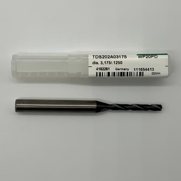 Widia Solid Carbide 2 Flute Drill .1250 (1/8”) Cutting Dia X .85 Flute Length