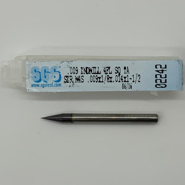 SGS Solid Carbide 4 Flute Endmill .009 Cutting Dia X .014 Flute Length