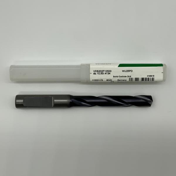 Widia Solid Carbide 2 Flute Drill .4134 (10.5mm) Cutting Dia X 2.40 Flute Length