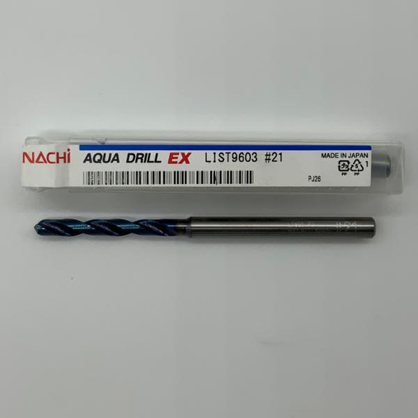 Nachi Solid Carbide 2 Flute Drill .1590 (#21) Cutting Dia X 1.22 Flute Length
