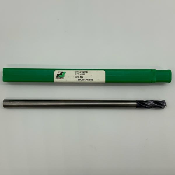 Precision Twist Solid Carbide 3 Flute Drill .4330 (10.99mm) Cutting Dia X 1.25 Flute Length With Coolant Thru With Long Shank