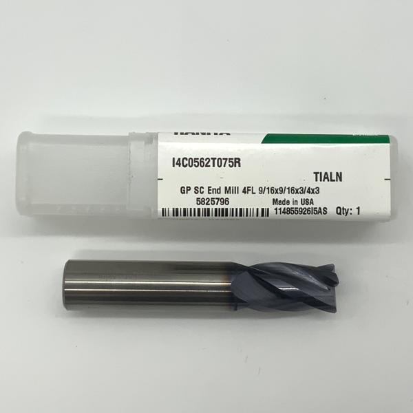 Widia Solid Carbide 4 Flute Endmill .5625 (9/16”) Cutting Dia X .75 Flute Length With .02” Corner Chamfer