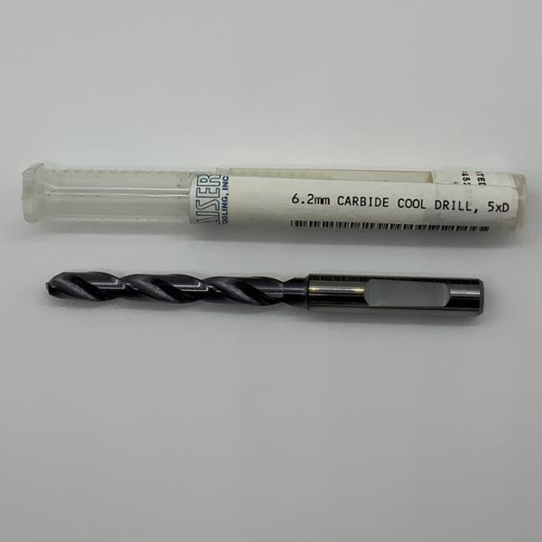 Sphinx Solid Carbide 2 Flute Drill .2441 (6.2mm) Cutting Dia X 1.79 Flute Length Coolant Thru