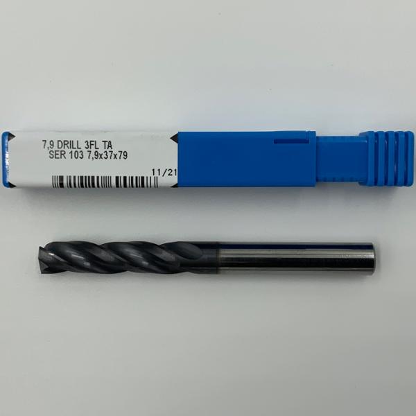 Kyocera Solid Carbide 3 Flute Drill .3110 (7.9mm) Cutting Dia X 1.35 Flute Length