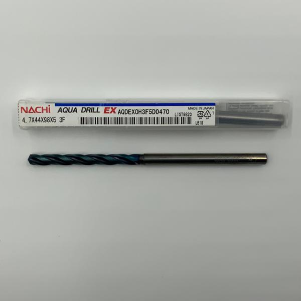 Nachi Solid Carbide 3 Flute Drill .1850 (4.7mm) Cutting Dia X 1.73 Flute Length Coolant Thru