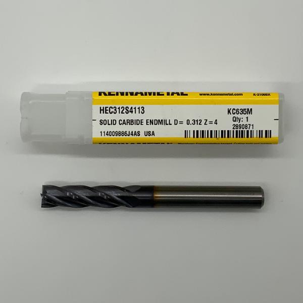 Kennametal Solid Carbide 4 Flute Endmill .3125 (5/16”) Cutting Dia X 1.13 Flute Length