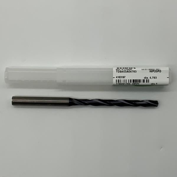 Widia Solid Carbide 2 Flute Drill .1875 (3/16”) Cutting Dia X 2.0 Flute Length Coolant Thru