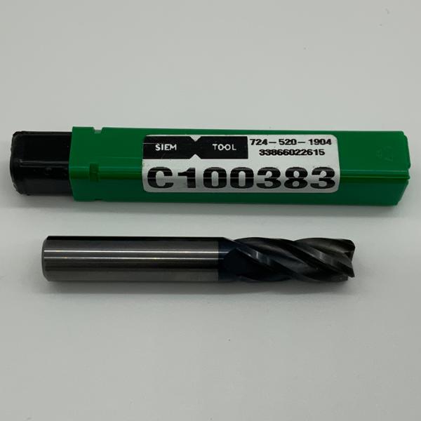 Siem Solid Carbide 4 Flute Endmill .375 Cutting Dia X .875 Flute Length With .015 Corner Radius