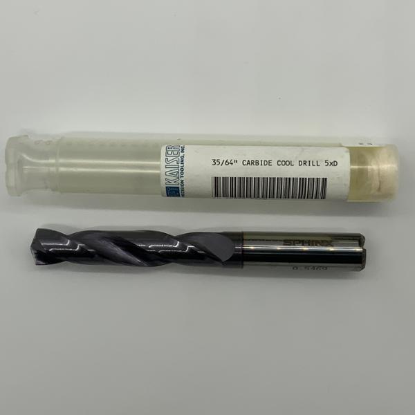 Sphinx Solid Carbide 2 Flute Drill .5469 (35/64”) Cutting Dia X 2.52 Flute Length Coolant Thru