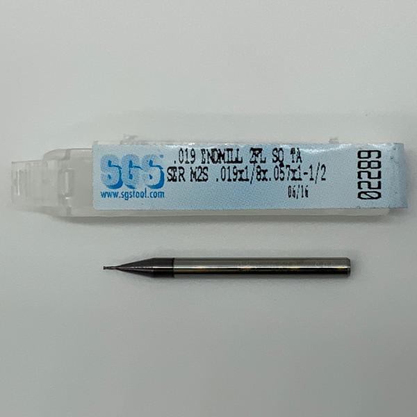 SGS Solid Carbide 2 Flute Endmill .019 Cutting Dia X .057 Flute Length