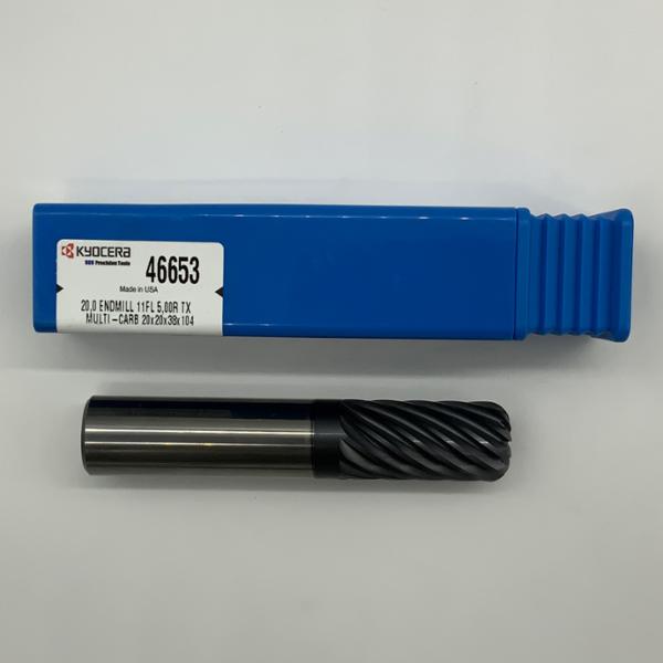 Kyocera Solid Carbide 11 Flute Endmill .7874 (20mm) Cutting Dia X 38mm Flute Length With 5.0mm Corner Radius
