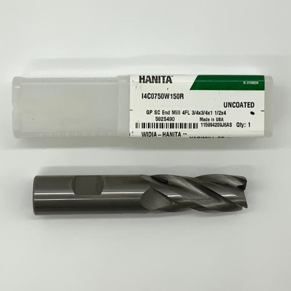 Widia Solid Carbide 4 Flute Endmill .7500 (3/4”) Cutting Dia X 1.50 Flute Length With .020 Corner Chamfer