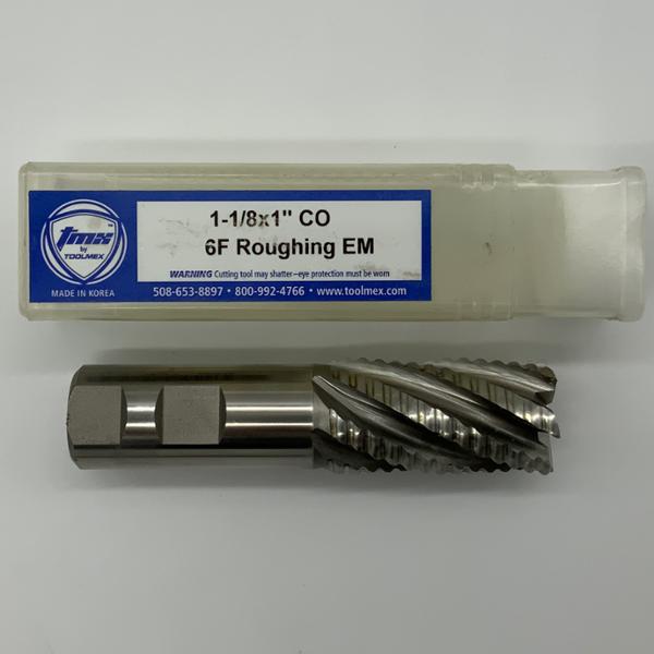 ToolMex Cobalt 6 Flute Roughing Endmill 1.125 (1-1/8) Cutting Dia X 2.125 Flute Length