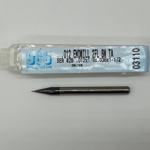 SGS Solid Carbide 2 Flute Ball Endmill .012 Cutting Dia X .036 Flute Length