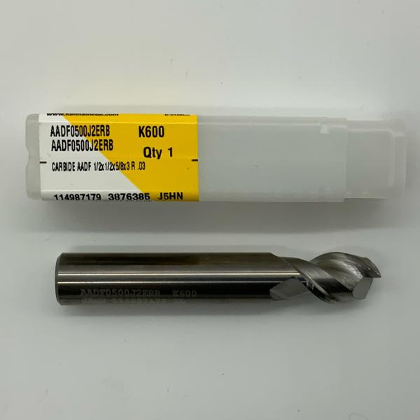 Kennametal Solid Carbide 2 Flute Endmill .5000 (1/2”) Cutting Dia X .63 Flute Length With .03” Corner Radius