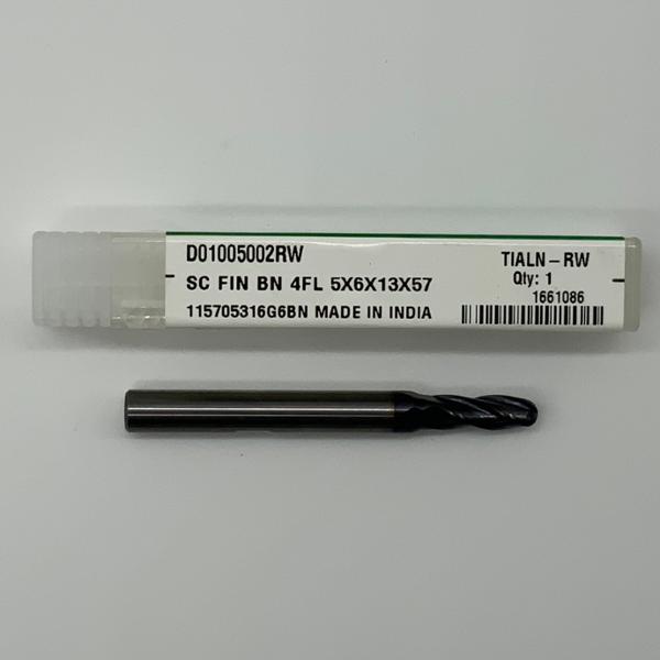Widia Solid Carbide 4 Flute Ball Endmill .1969 (5mm) Cutting Dia X .52 Flute Length