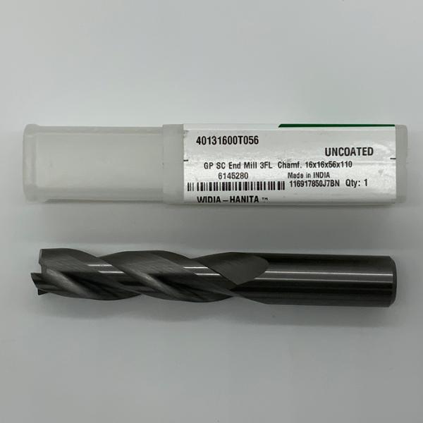 Widia Solid Carbide 3 Flute Endmill .6299 (16mm) Cutting Dia X 2.30 Flute Length With .008 Corner Chamfer