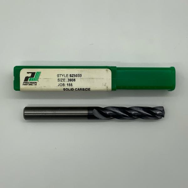Precision Twist Solid Carbide 3 Flute Drill .3906 (25/64”) Cutting Dia X 1.80 Flute Length Coolant Thru