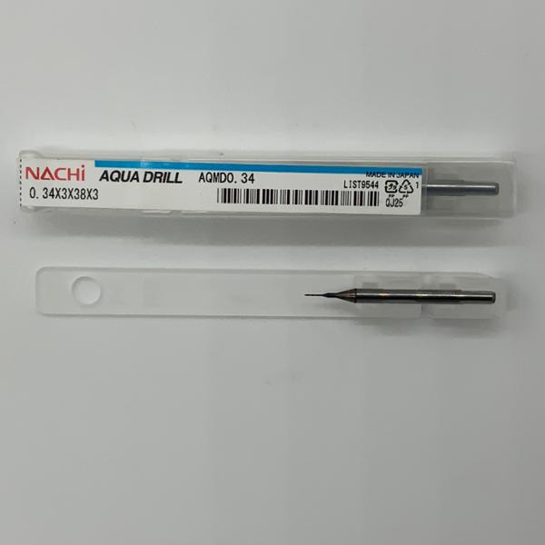Nachi Solid Carbide 2 Flute Drill .0134 (.34mm) Cutting Dia X .12 Flute Length