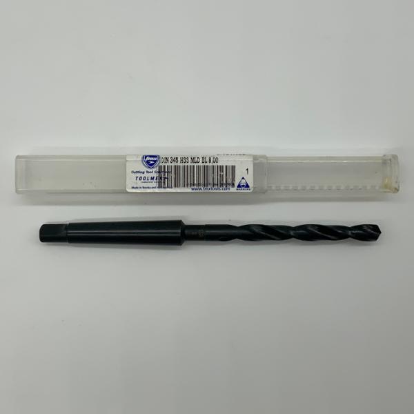ToolMex HSS MT1 Shank 2 Flute Drill .3150 (8.0mm) Cutting Dia X 2.52 Flute Length