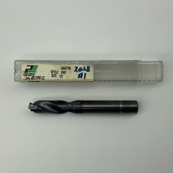 Precision Twist Solid Carbide 2 Flute Drill .5000 (1/2”) Cutting Dia X 1.45 Flute Length