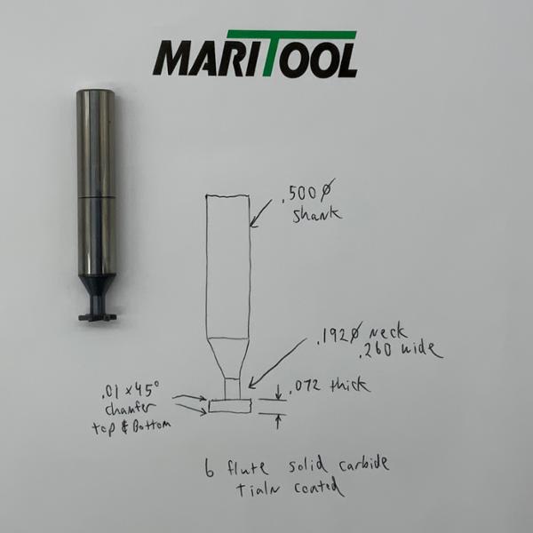 MariTool Solid Carbide Keyseat Cutter .500 dia X .072 Thick with Twin Corner Chamfers