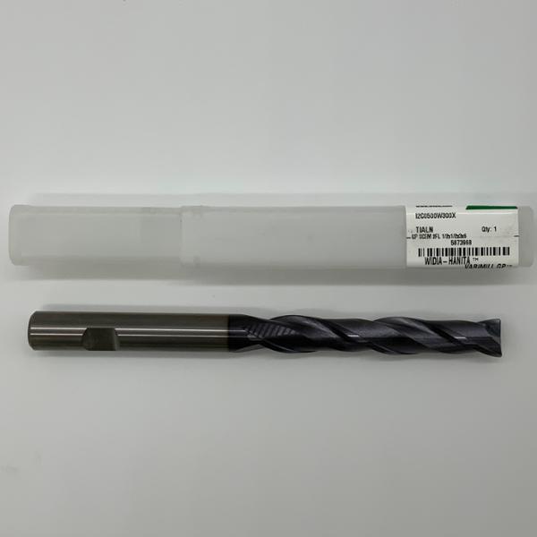 Widia Solid Carbide 2 Flute Endmill .5000 (1/2”) Cutting Dia X 3.0 Flute Length With .015 Corner Chamfer