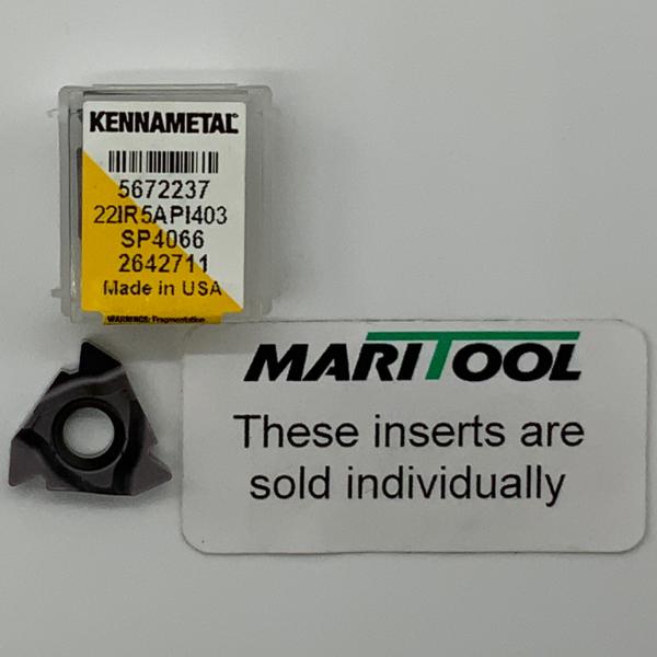 Kennametal 22IR5API403 SP4066 22 Insert Size 5API Pitch