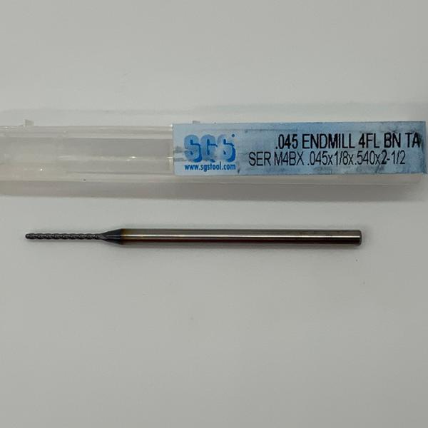 SGS Solid Carbide 4 Flute Ball Endmill .045 Cutting Dia X .540 Flute Length
