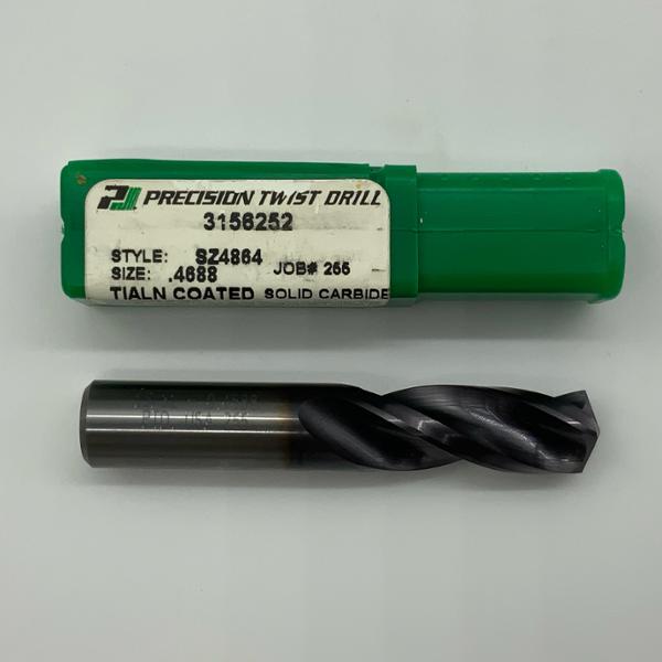 Precision Twist Solid Carbide 3 Flute Drill .4688 (15/32”) Cutting Dia X 1.25 Flute Length