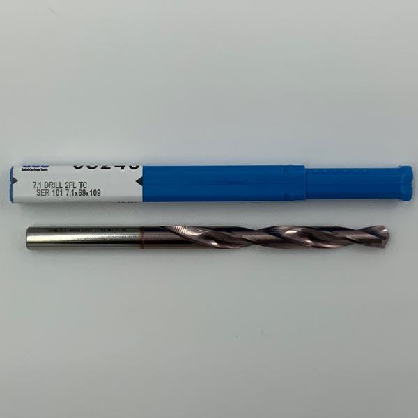 Kyocera Solid Carbide 2 Flute Drill .2795 (7.1mm) Cutting Dia X 2.38 Flute Length