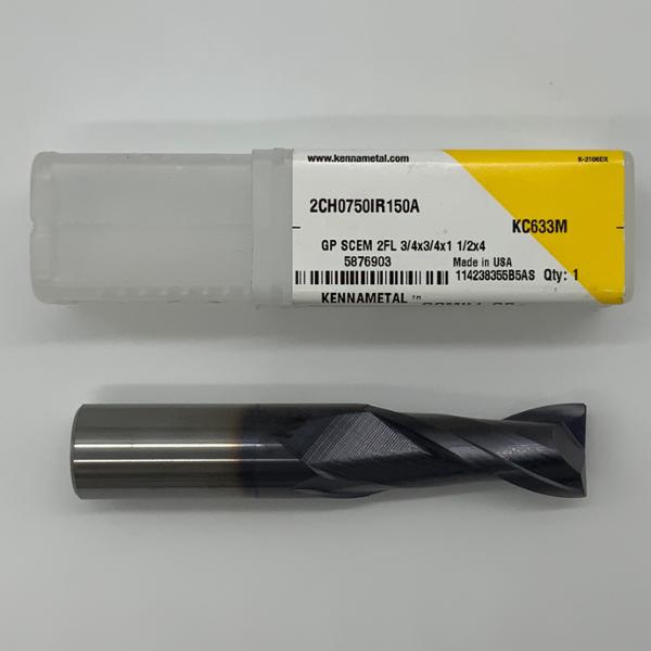 Kennametal Solid Carbide 2 Flute Endmill .7500 (3/4”) Cutting Dia X 1.5 Flute Length With .02” Corner Chamfer