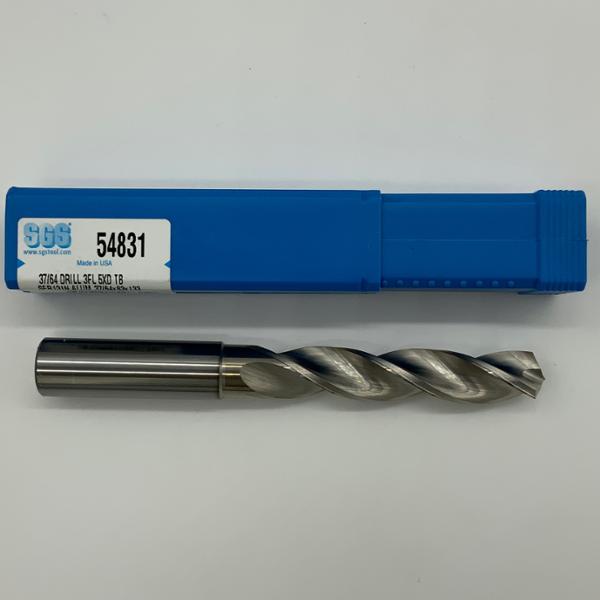 SGS Solid Carbide 3 Flute Drill .5781 (37/64) Cutting Dia X 3.09 Flute Length