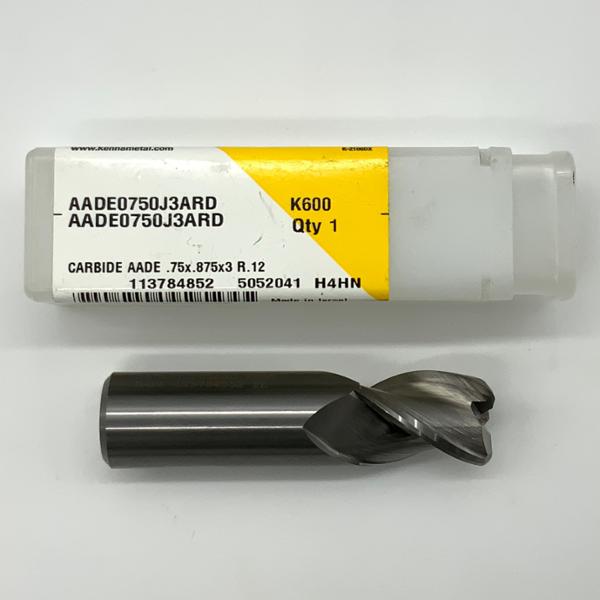 Kennametal Solid Carbide 3 Flute Endmill .7500 (3/4”) Cutting Dia X .88 Flute Length With .12” Corner Radius