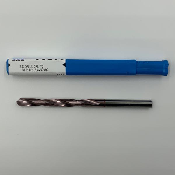 Kyocera Solid Carbide 2 Flute Drill .2283 (5.8mm) Cutting Dia X 1.9 Flute Length