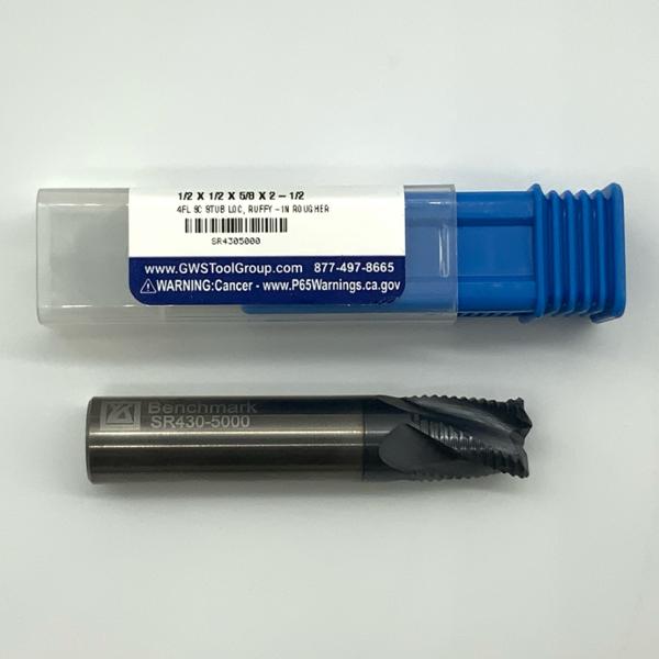 GWS Solid Carbide 4 Flute Roughing Endmill .5000 (1/2”) Cutting Dia X .63 Flute Length