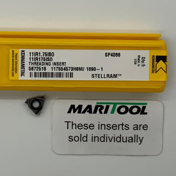 Kennametal 11IR175ISO SP4066 ( 11IR1.75ISO ) 11 Insert Size 1.75mm Pitch