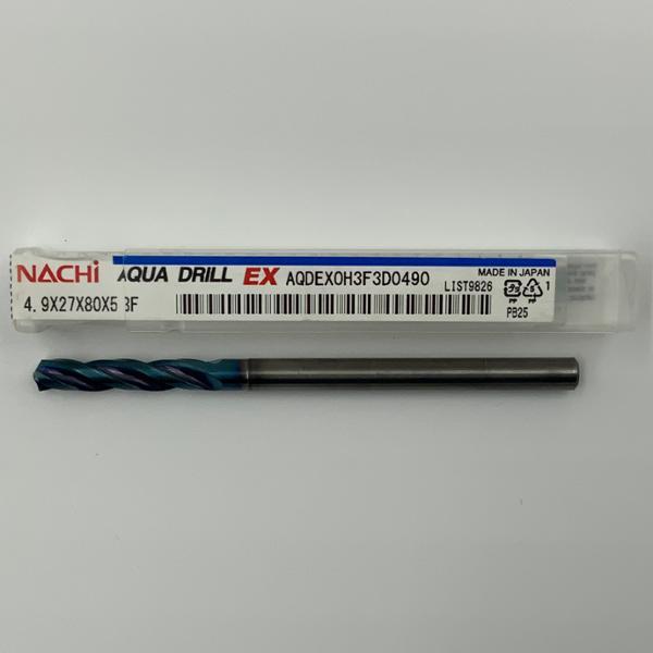 Nachi Solid Carbide 3 Flute Drill .1929 (4.9mm) Cutting Dia X 1.06 Flute Length Coolant Thru