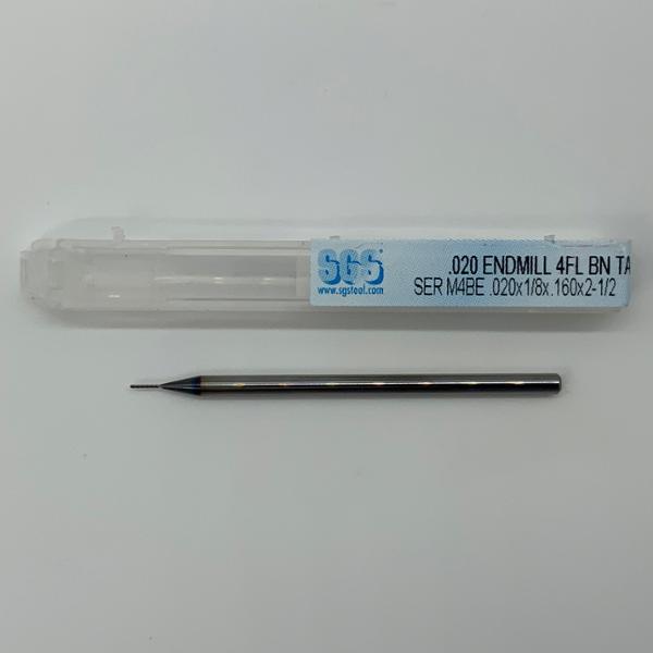SGS Solid Carbide 4 Flute Ball Endmill .020 Cutting Dia X .160 Flute Length