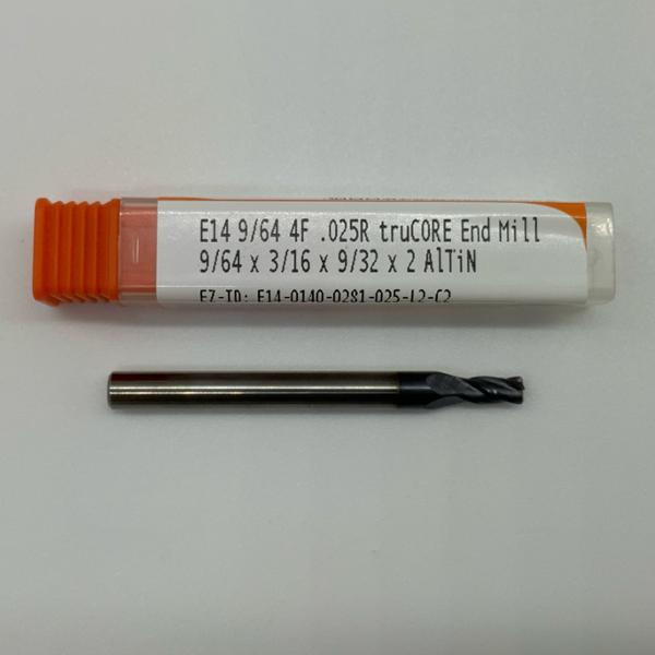 IMCO Solid Carbide 4 Flute Endmill .1406 (9/64”) Cutting Dia X .29 Flute Length With .025” Corner Radius