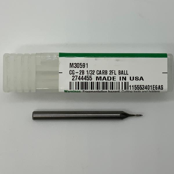 Widia Solid Carbide 2 Flute Ball Endmill .0312 (1/32”) Cutting Dia X .08 Flute Length
