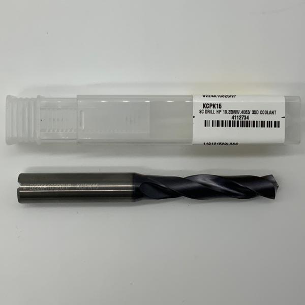 Kennametal Solid Carbide 2 Flute Drill .4063 (10.32mm) Cutting Dia X 1.90 Flute Length Coolant Thru