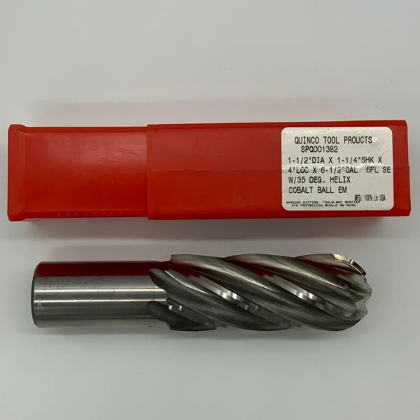 Quinco Tool HSS 6 Flute Ball Endmill 1.48 Cutting Dia X 4.0 Flute Length