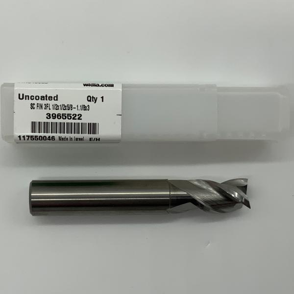 Widia Solid Carbide 3 Flute Necked Endmill .5000 (1/2”) Cutting Dia X .63 Flute Length