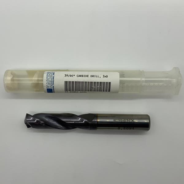 Sphinx Solid Carbide 2 Flute Drill .6094 (39/64”) Cutting Dia X 2.01 Flute Length