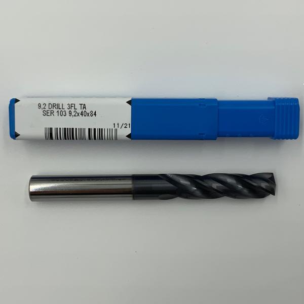 Kyocera Solid Carbide 3 Flute Drill .3622 (9.2mm) Cutting Dia X 1.375 Flute Length