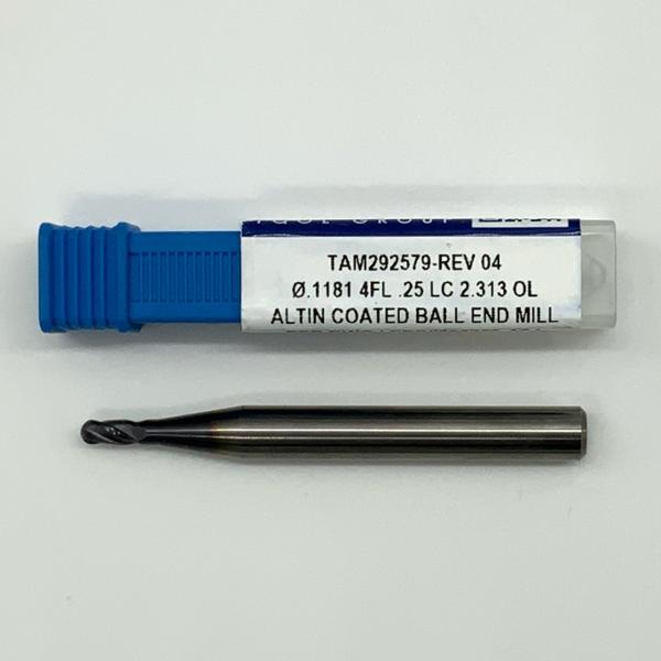 GWS Solid Carbide 4 Flute Ball Endmill .1181 (3mm) Cutting Dia X .26 Flute Length With .250 Shank
